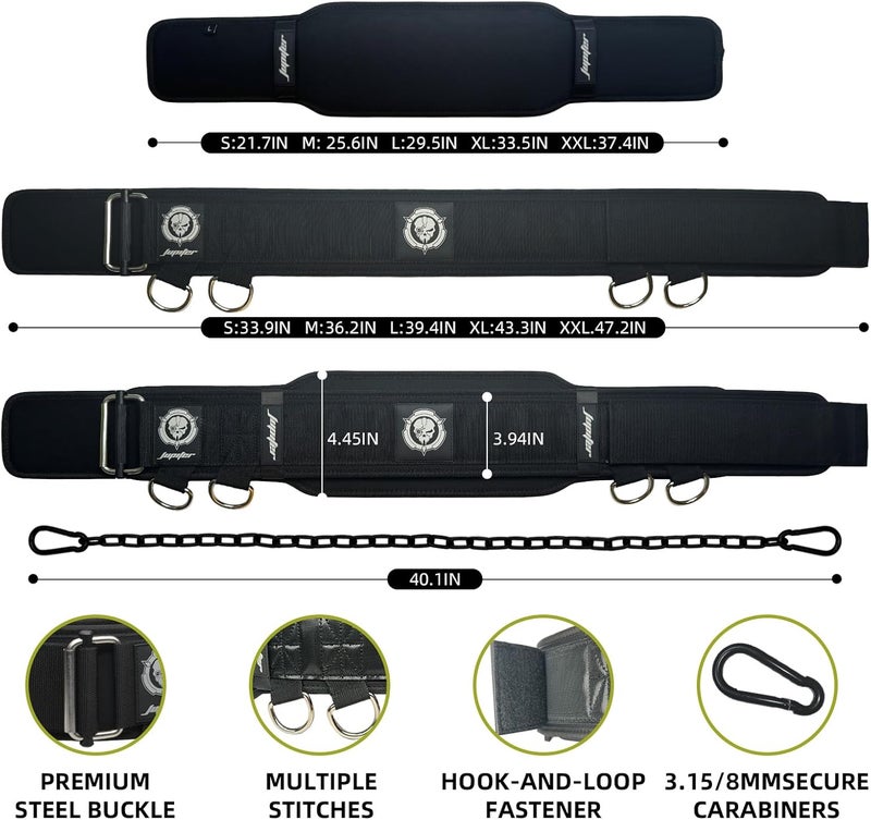 Jupiter 2-in-1 Weightlifting Belt & Dip Belt with Chain for Added Weight Training,Weightlifting, Squats, Deadlifts,Powerlifting for Men & Women - Image 2